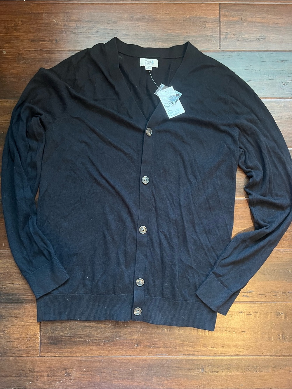 Men’s Croft & Barrow Big & Tall medium Black Button-Front Cardigan Sweater NWT